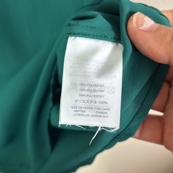 J.Crew Drapey V-Neck Short Sleeve Shirt top Blouse Emerald Green size 4 - Picture 4 of 7